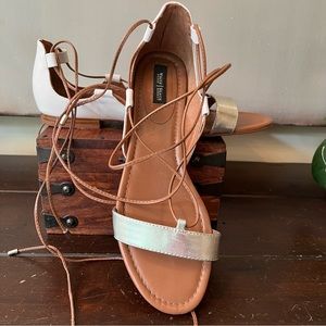 Sweet lace up white / gold sandals. Minimal wear